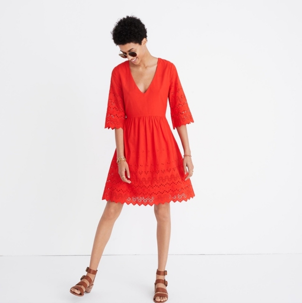 Madewell Red Bell Sleeve Sundress